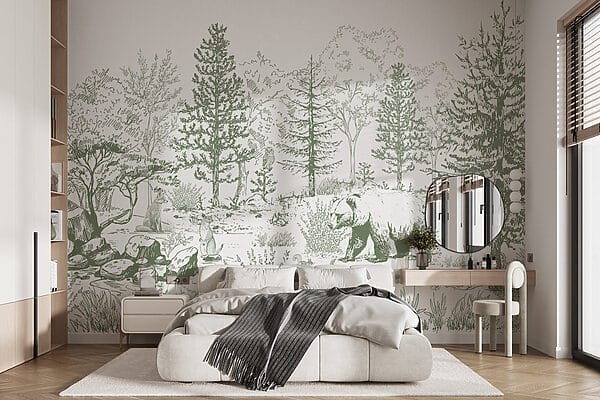 Disegno di un orso in una foresta Disegno di un orso in una foresta
