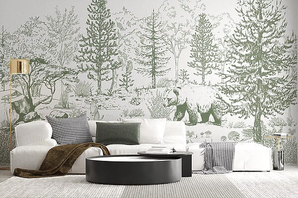Disegno di un orso in una foresta Disegno di un orso in una foresta