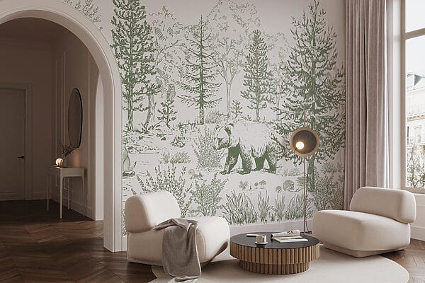 Disegno di un orso in una foresta Disegno di un orso in una foresta