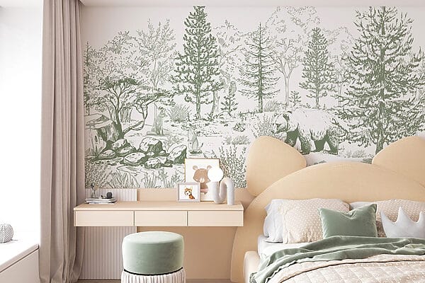 Disegno di un orso in una foresta Disegno di un orso in una foresta