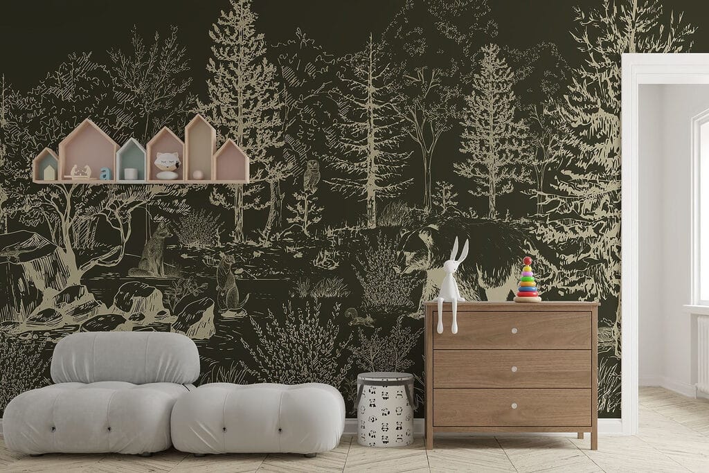 Bear walking in the woods