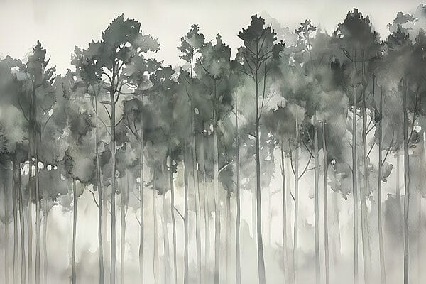 Gruppo di alberi nella nebbia Gruppo di alberi nella nebbia