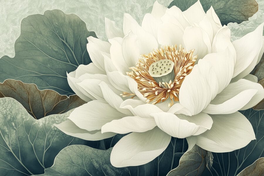 Fiore bianco con foglie verdi