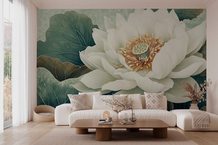 Fiore bianco con foglie verdi
