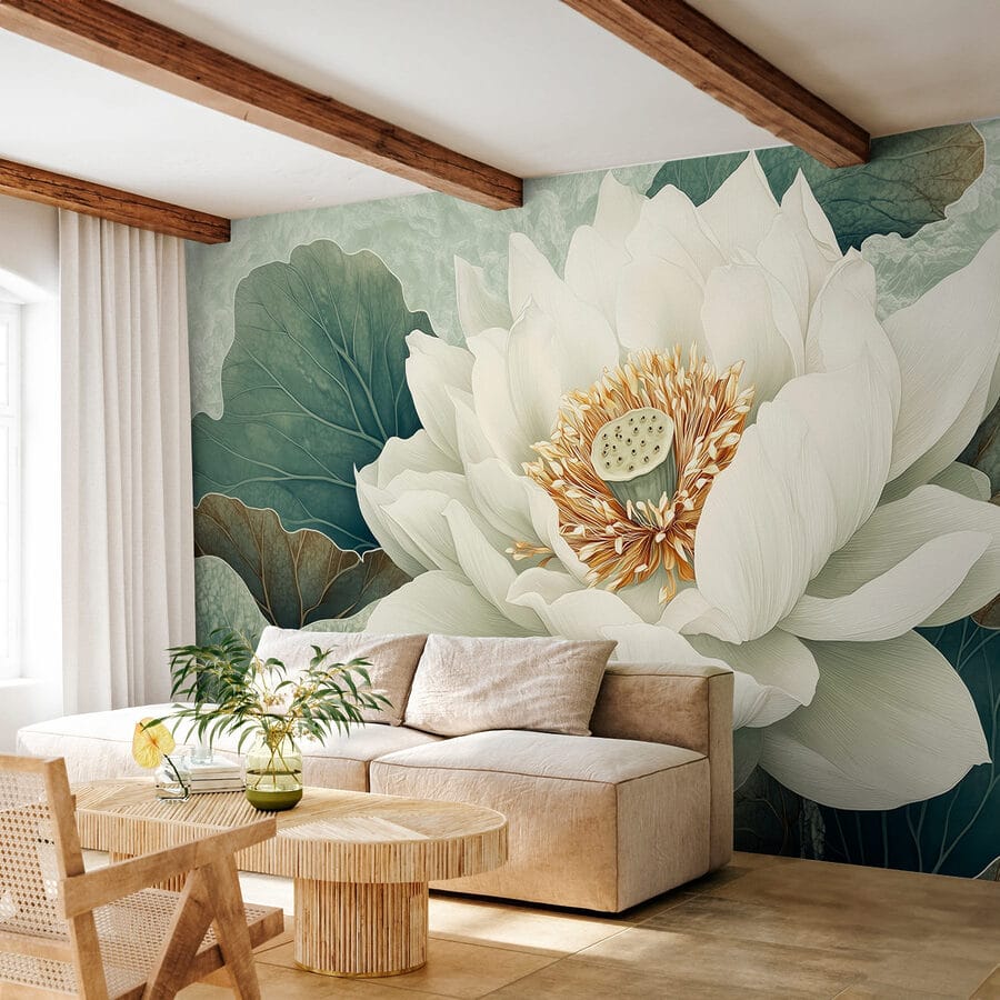Fiore bianco con foglie verdi
