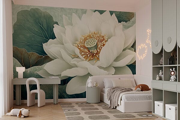 Fiore bianco con foglie verdi Fiore bianco con foglie verdi
