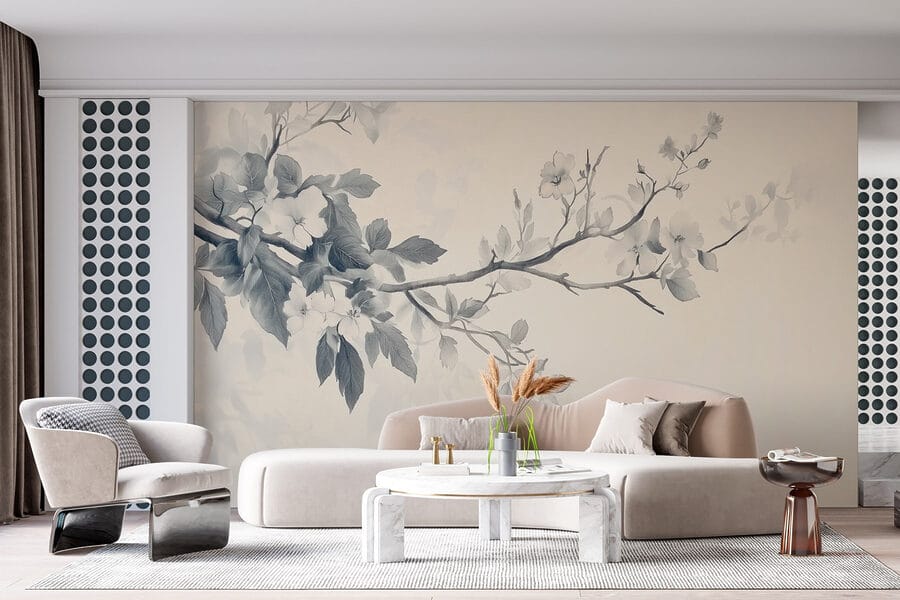 Ramo con fiori e foglie