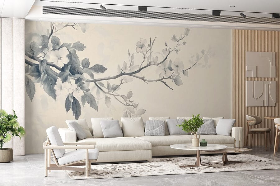 Ramo con fiori e foglie