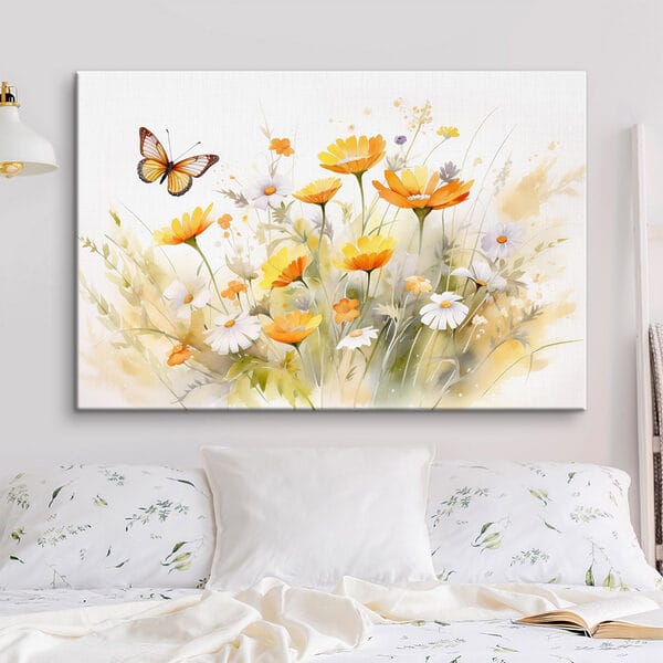 Quadri Una farfalla che vola sopra dei fiori gialli e bianchi (COD: s42714) Quadri Quadri Una farfalla che vola sopra dei fiori gialli e bianchi (COD: s42714)