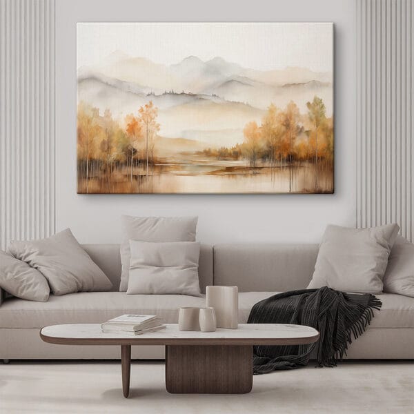 Quadri Quadri Acquerello raffigurante alberi e montagne (COD: s42716)