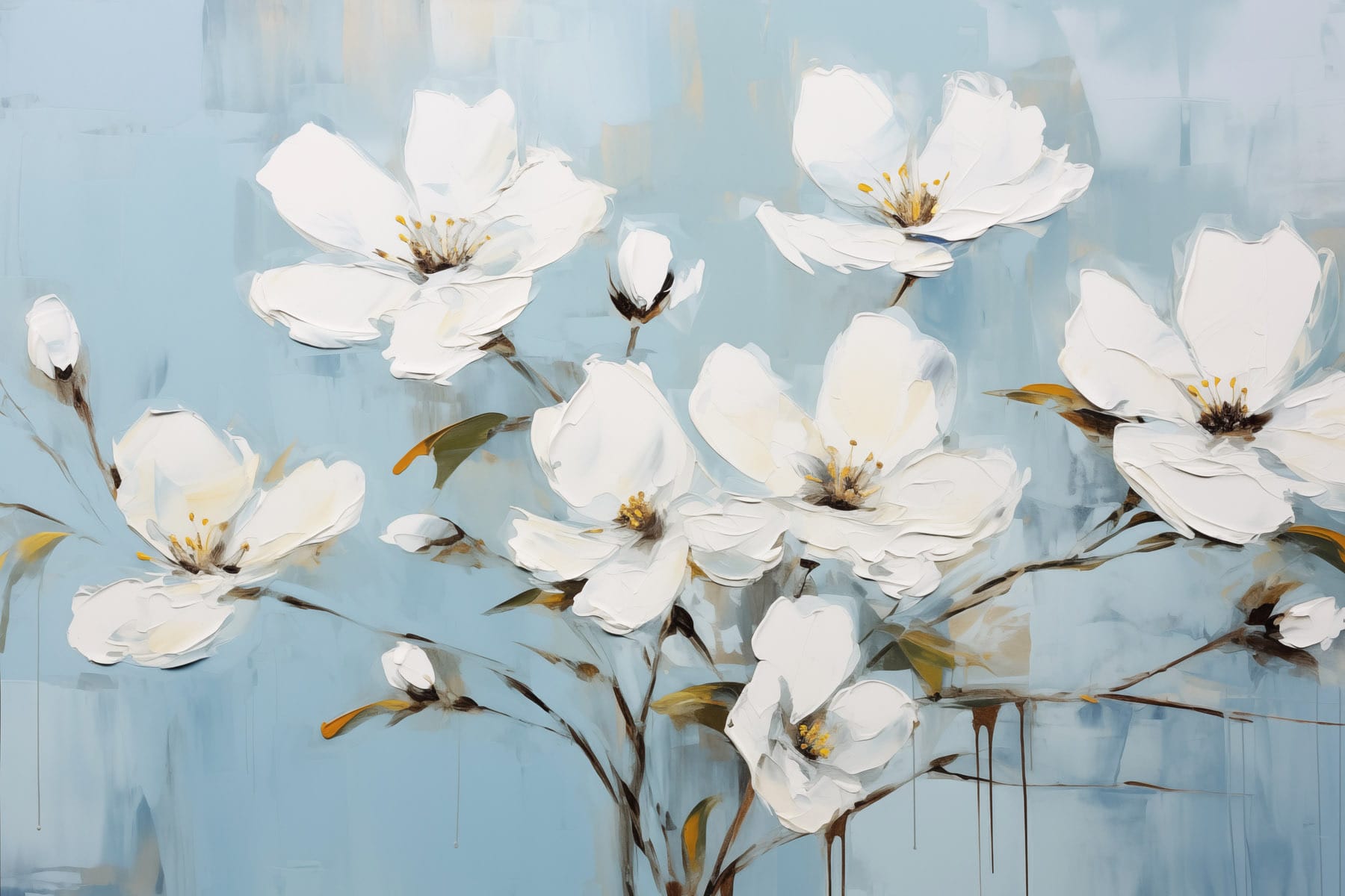 Painting of white flowers Painting of white flowers