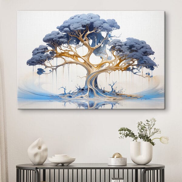 Quadri Quadri Albero con foglie blu e gialle (COD: s42722)