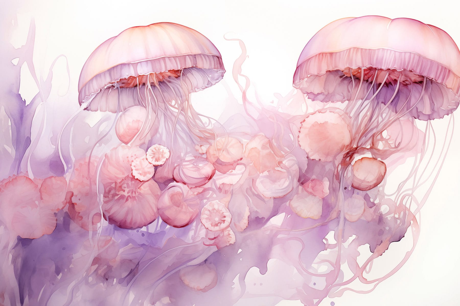 Group of jellyfishes in water