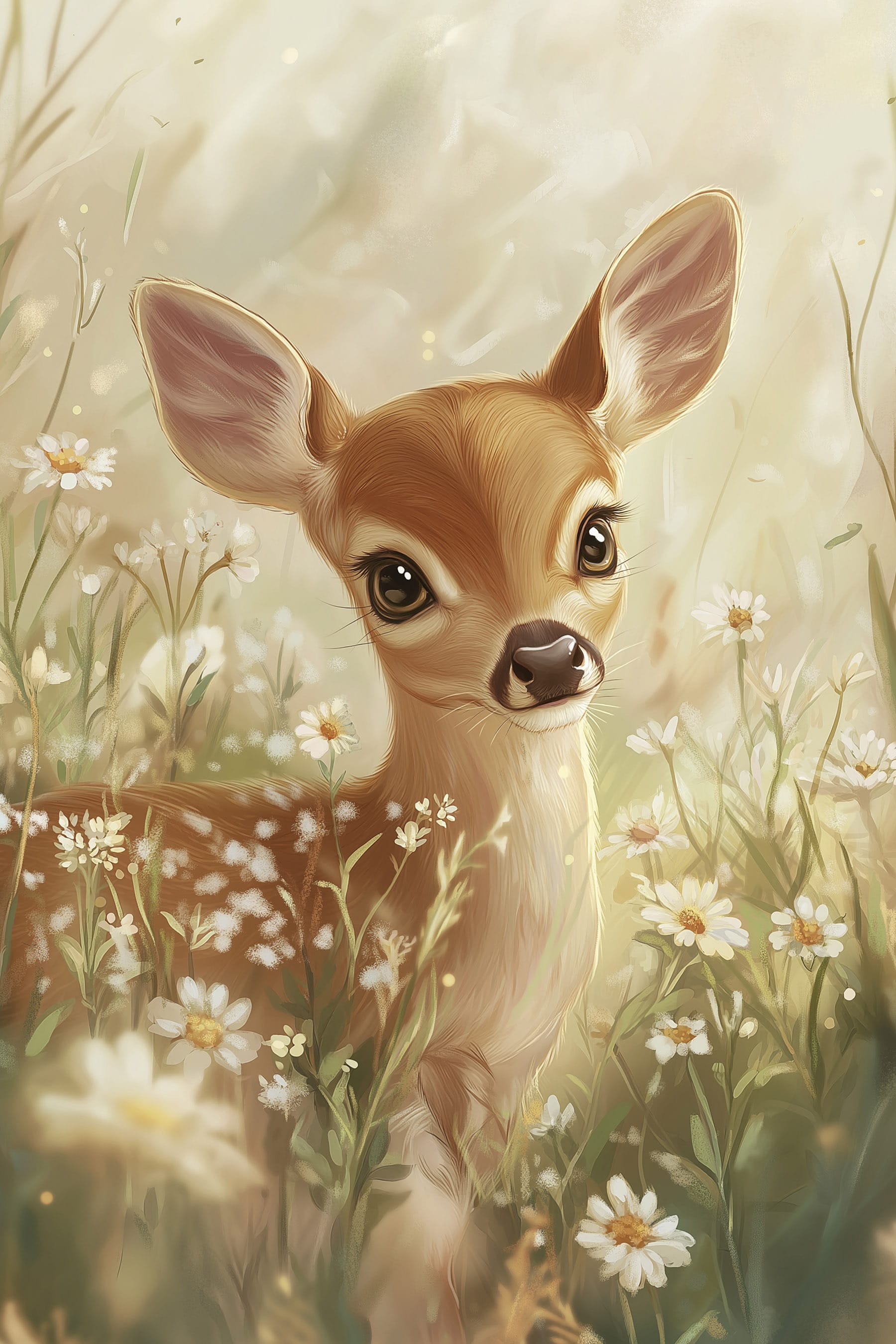 Baby deer in a field of flowers Baby deer in a field of flowers