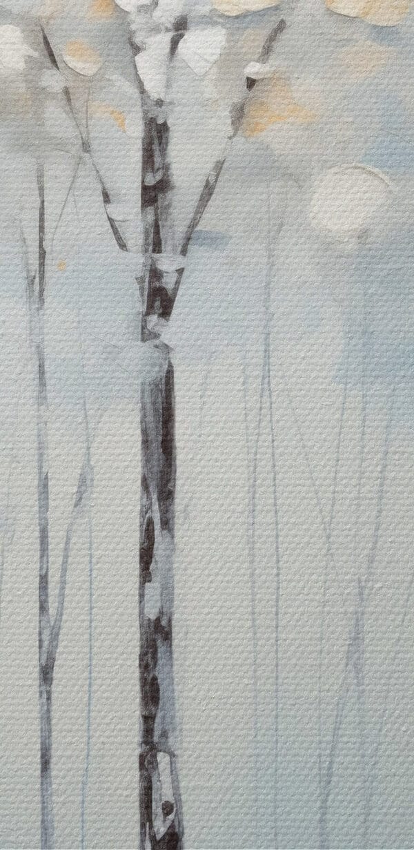 Painting of trees in a lake