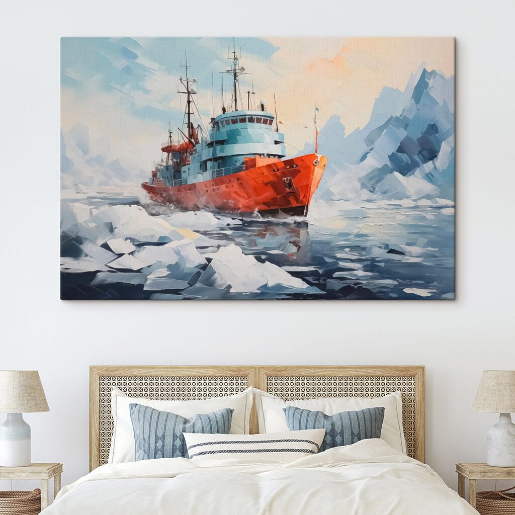 Painting of a ship in the water Painting of a ship in the water