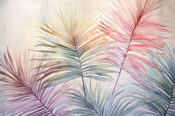 Soft hues of delicate palm leaves Soft hues of delicate palm leaves
