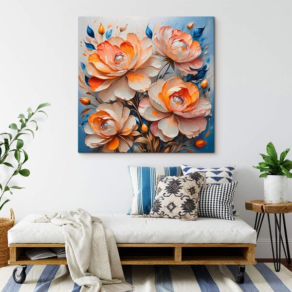 Quadri Dipinto di fiori su sfondo blu (COD: s42709) Quadri Quadri Dipinto di fiori su sfondo blu (COD: s42709)