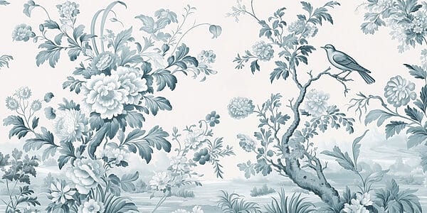 Carta da parati con fiori e alberi Carta da parati con fiori e alberi