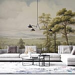 Carta da parati Paesaggio con alberi e colline