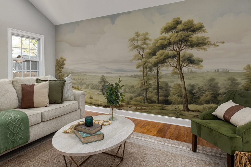 Landscape with trees and hills Landscape with trees and hills