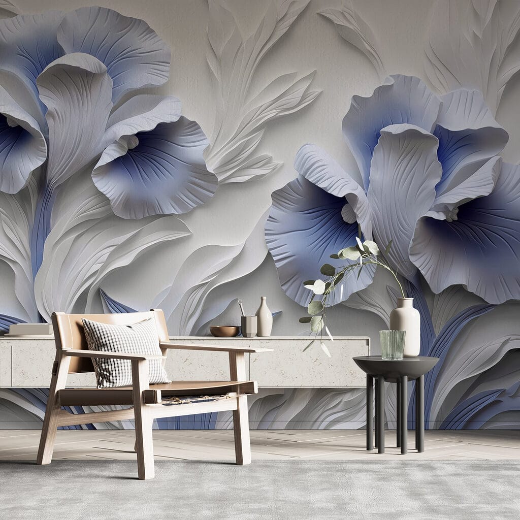 White and blue paper flowers White and blue paper flowers