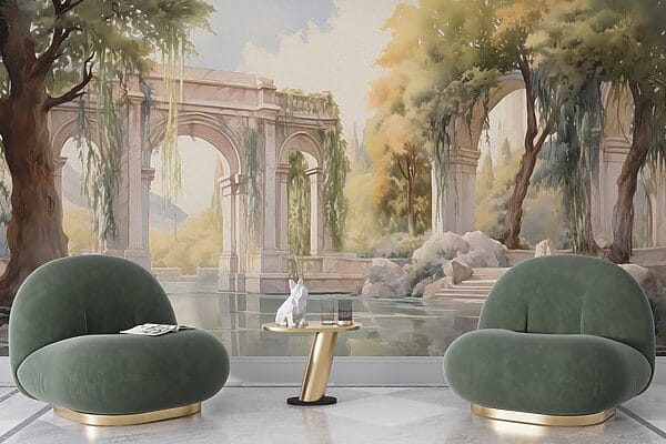 Acqua con alberi e archi Acqua con alberi e archi