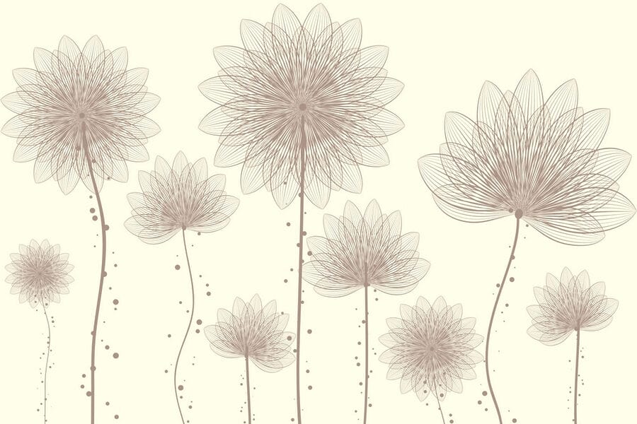 Gruppo di fiori con linee e punti