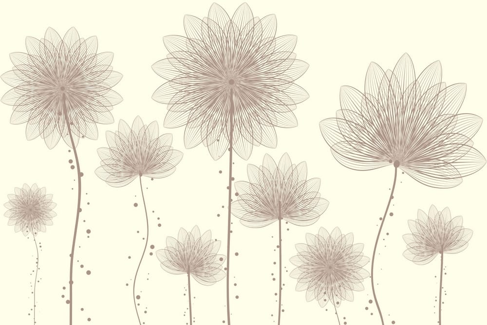 Gruppo di fiori con linee e punti Gruppo di fiori con linee e punti