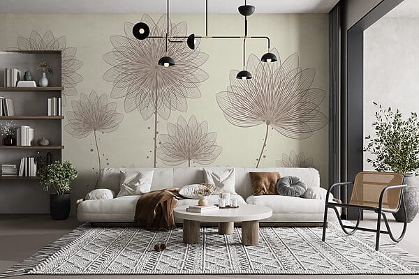 Gruppo di fiori con linee e punti Gruppo di fiori con linee e punti