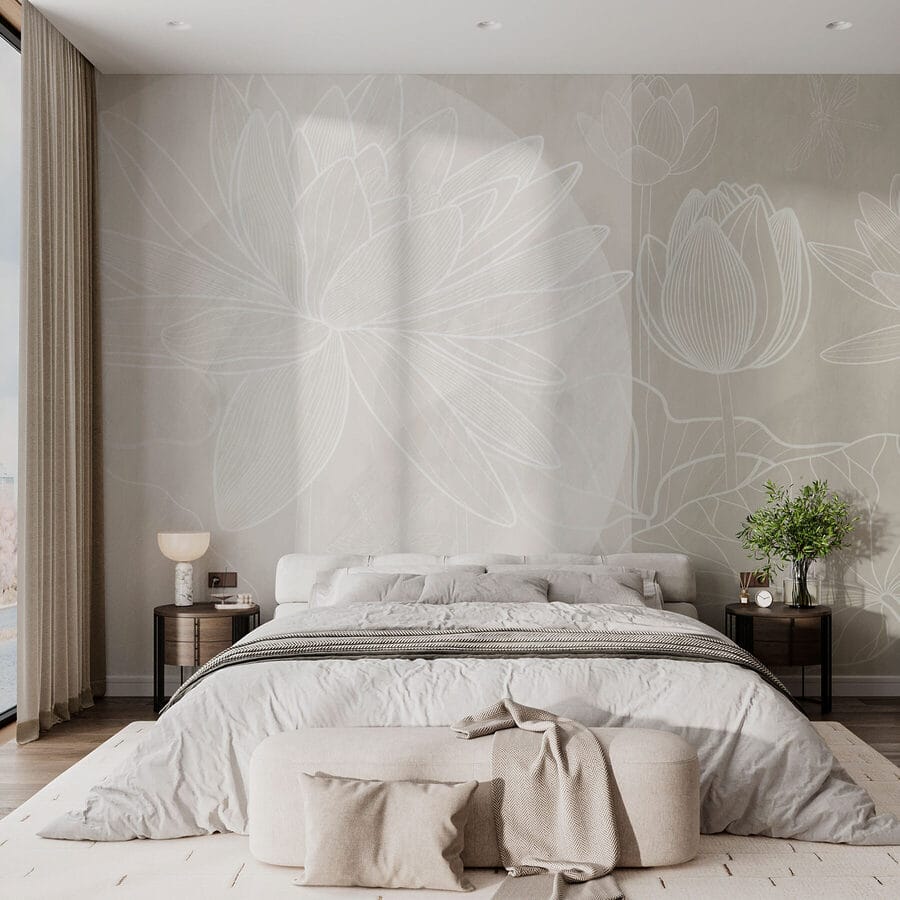 Disegno di un fiore bianco su sfondo grigio