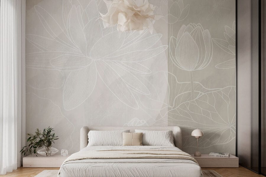 Disegno di un fiore bianco su sfondo grigio