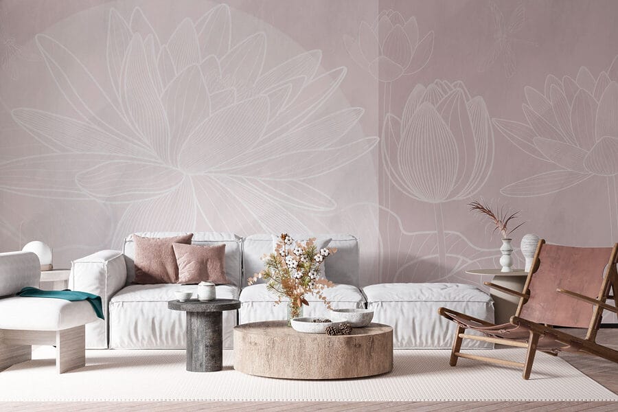 Disegno di un fiore bianco su sfondo grigio
