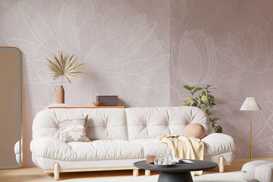 Disegno di un fiore bianco su sfondo grigio