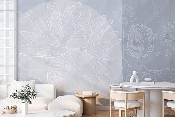 Disegno di un fiore bianco su sfondo grigio Disegno di un fiore bianco su sfondo grigio