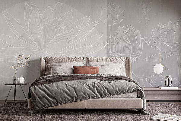 Disegno di un fiore bianco su sfondo grigio Disegno di un fiore bianco su sfondo grigio