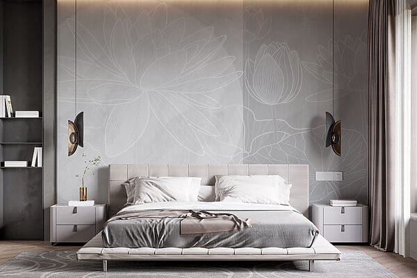Disegno di un fiore bianco su sfondo grigio Disegno di un fiore bianco su sfondo grigio