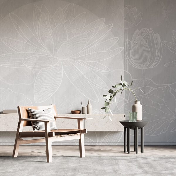 Disegno di un fiore bianco su sfondo grigio Disegno di un fiore bianco su sfondo grigio
