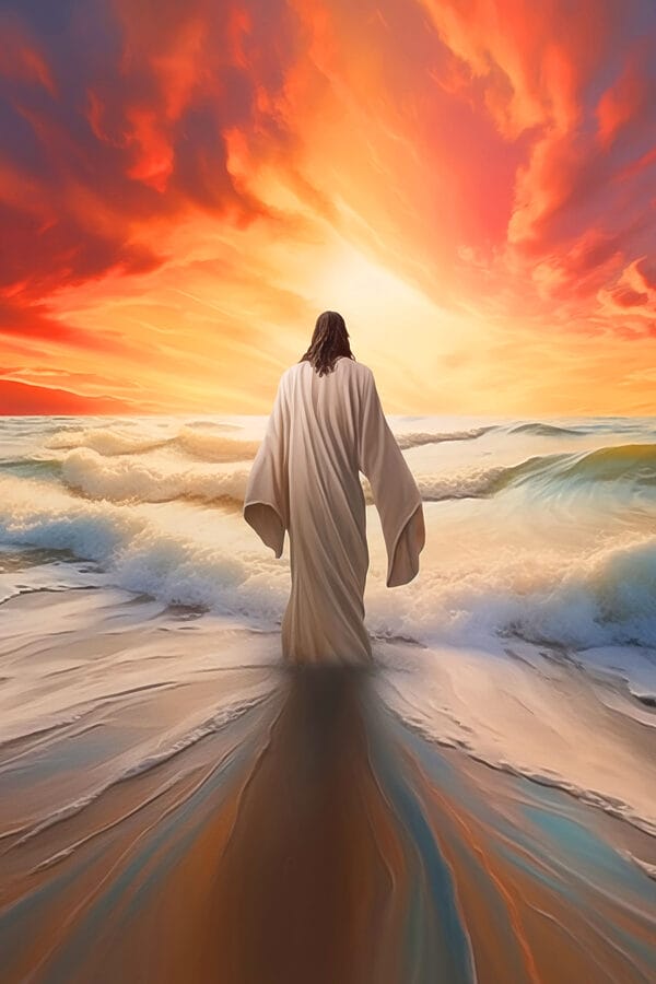 Person in a robe standing in the water Person in a robe standing in the water