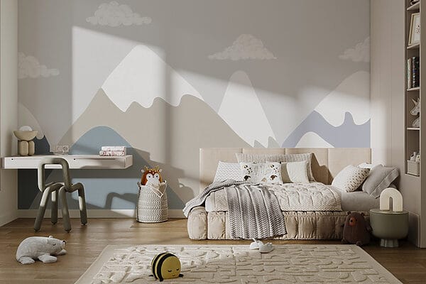 Carta da parati Catena montuosa con nuvole
