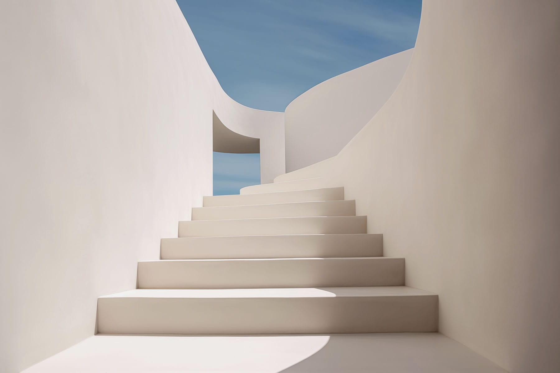 White staircase with a blue sky White staircase with a blue sky