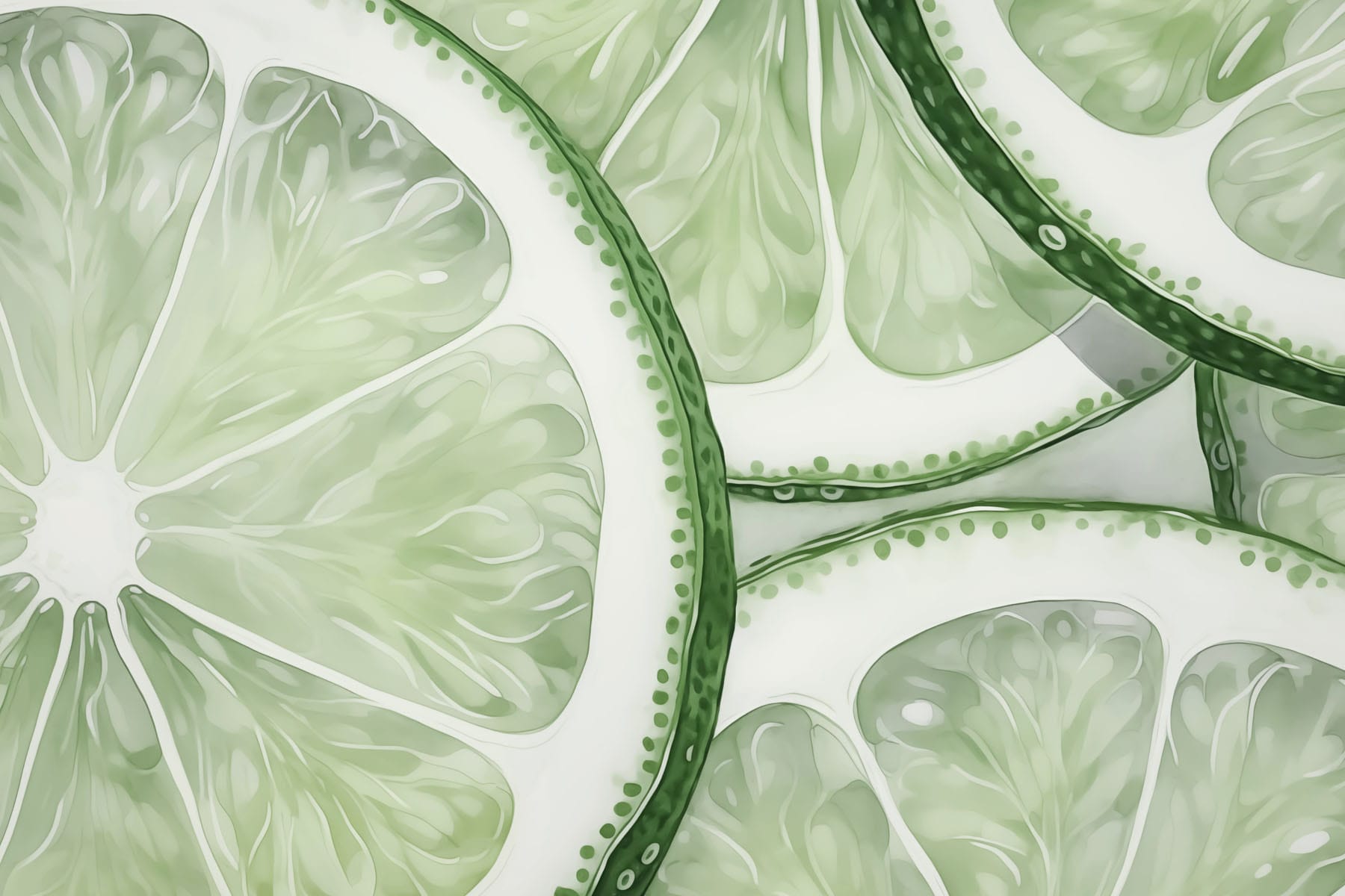 Fresh lime slices arranged beautifully