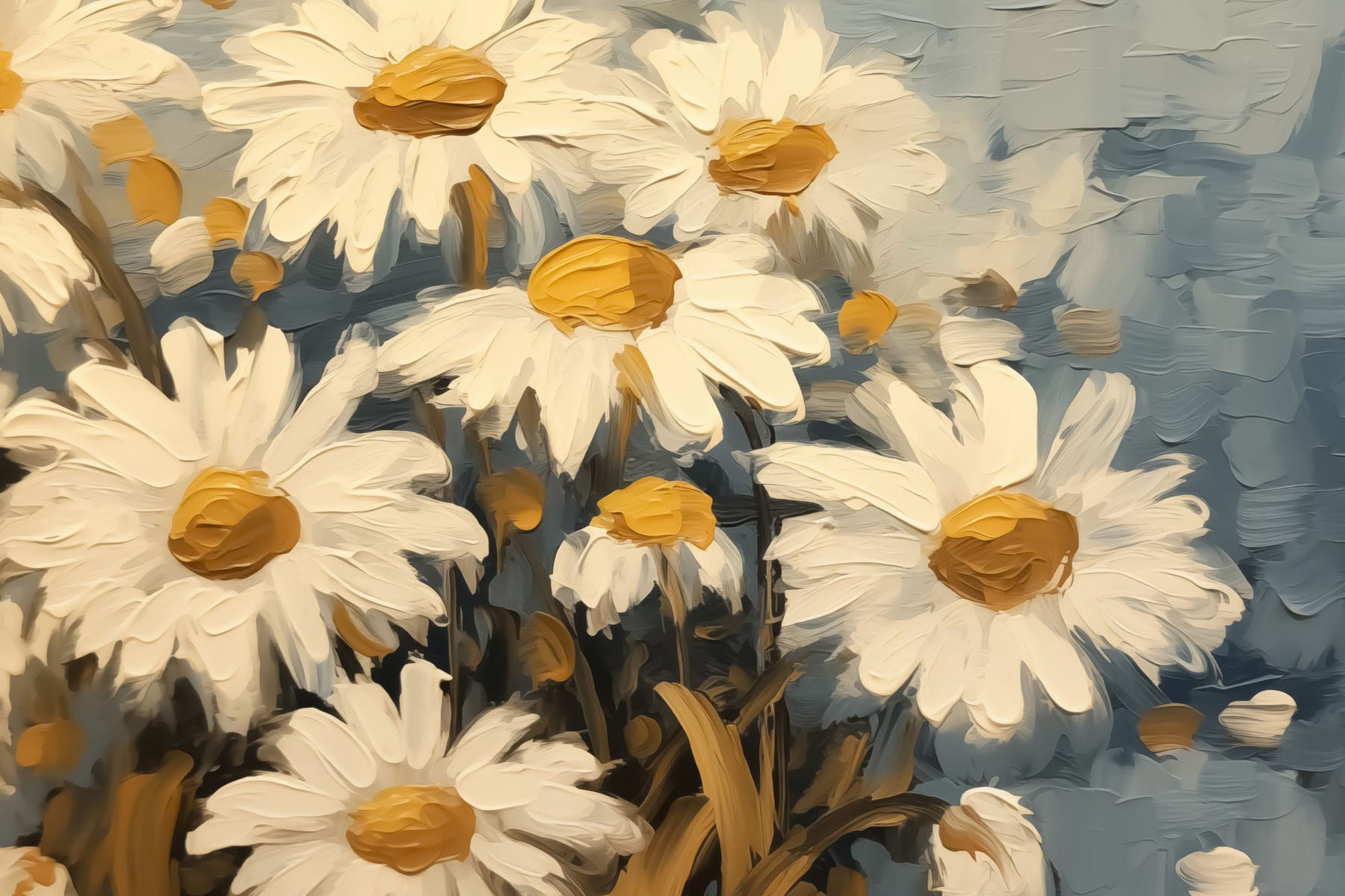 Painting of white and yellow flowers Painting of white and yellow flowers