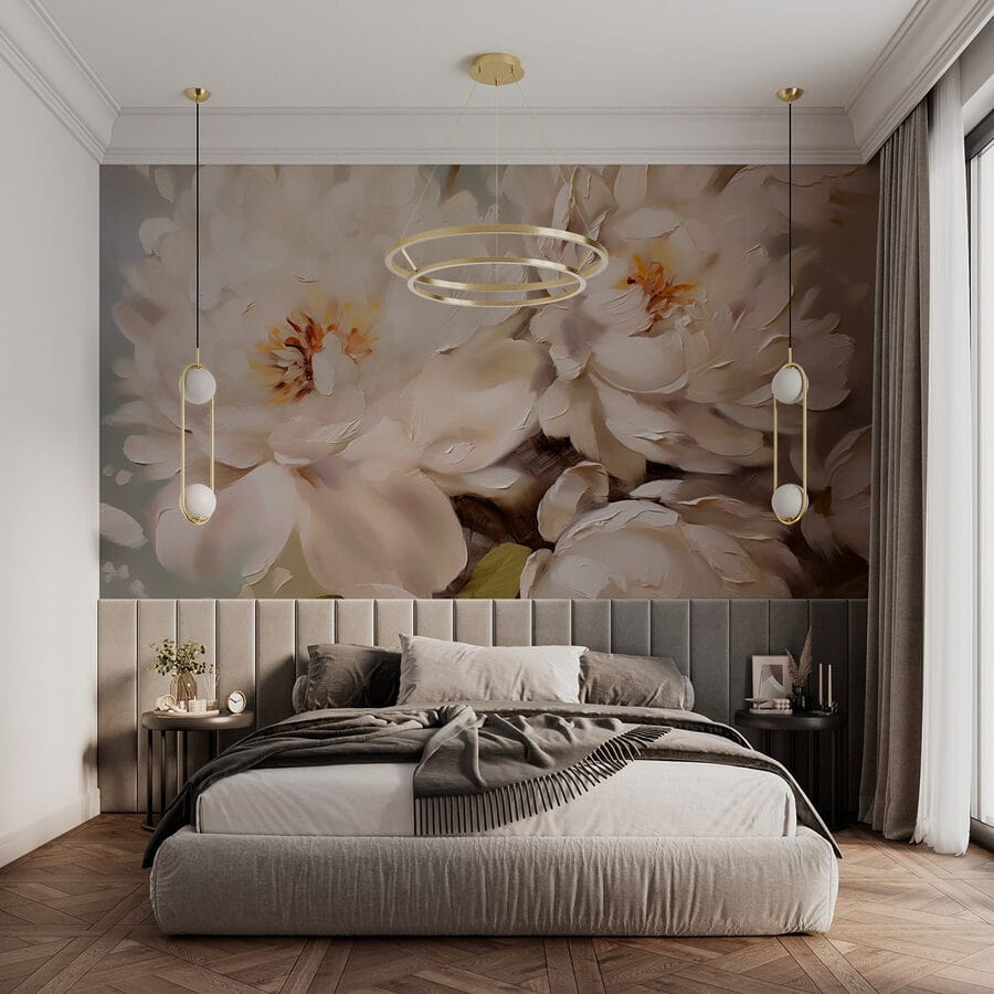 Carta da parati Pittura di fiori bianchi