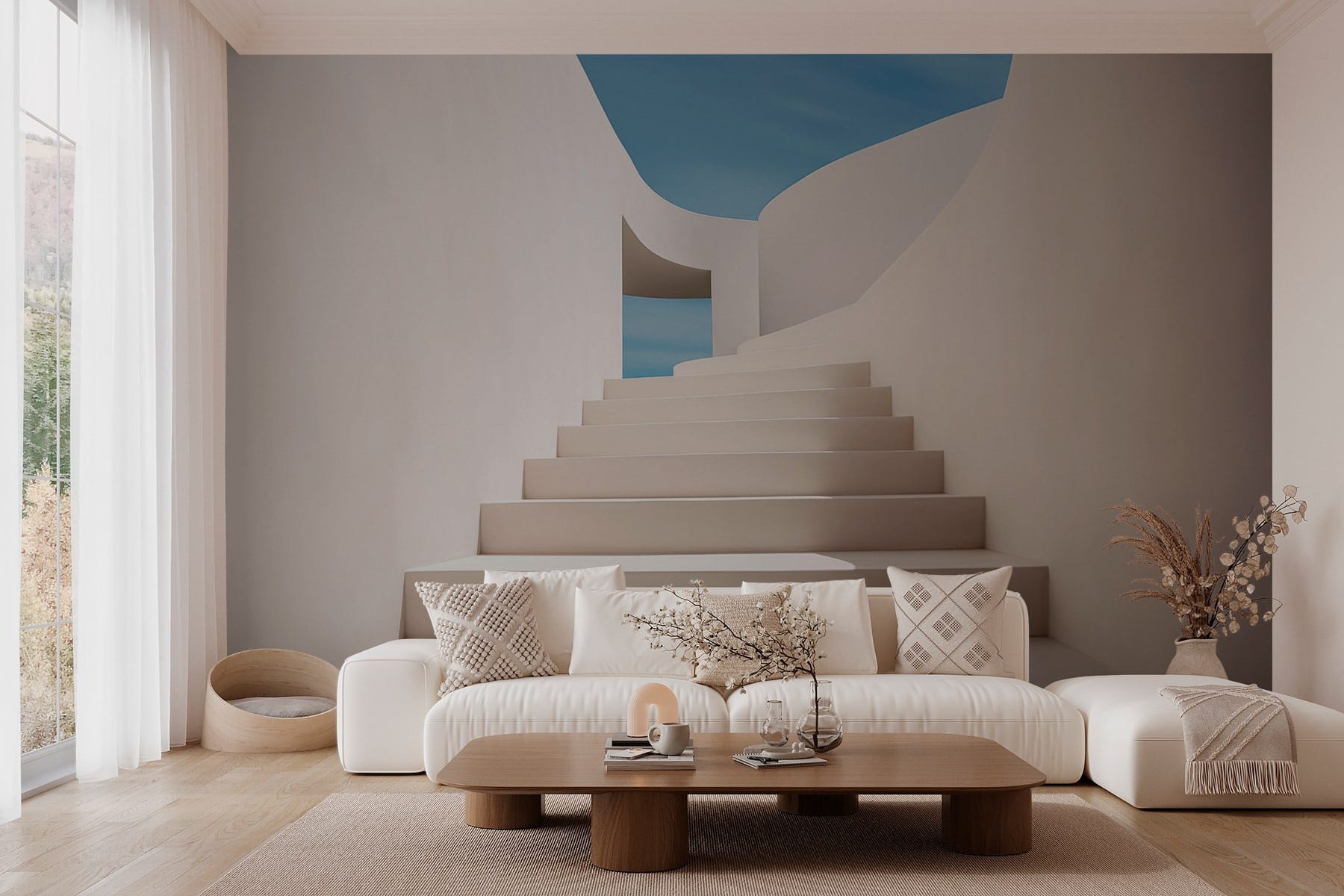 White staircase with a blue sky White staircase with a blue sky