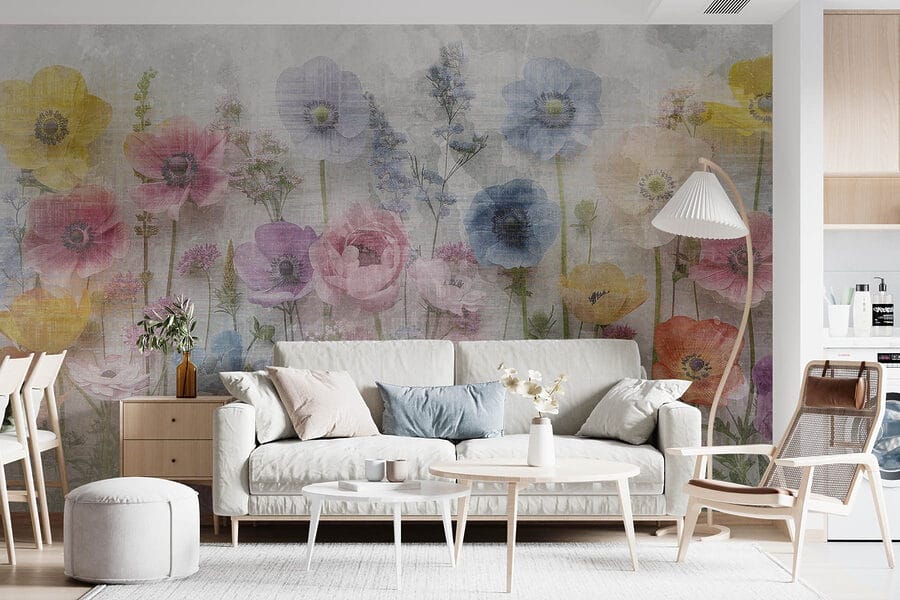 Gruppo di fiori su sfondo bianco