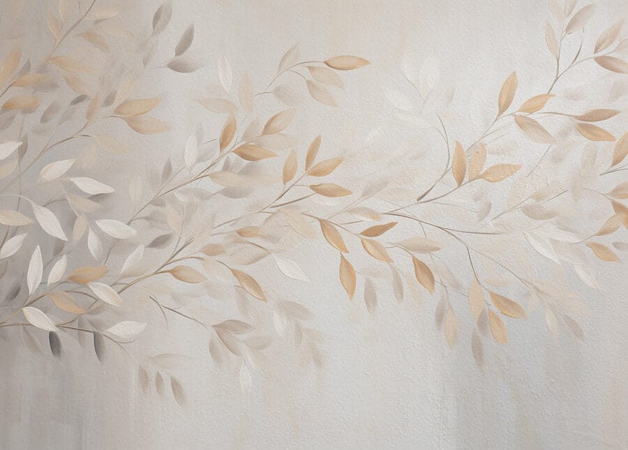 Wall murals Delicate leaves in soft hues.