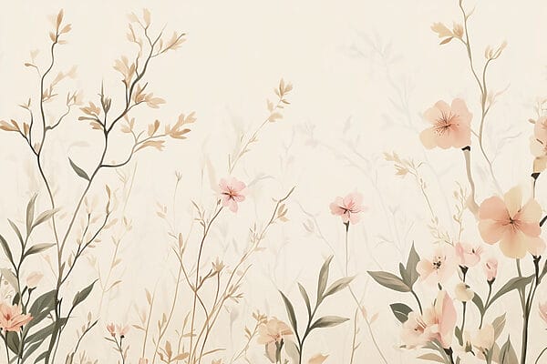 Carta da parati con fiori e foglie Carta da parati con fiori e foglie