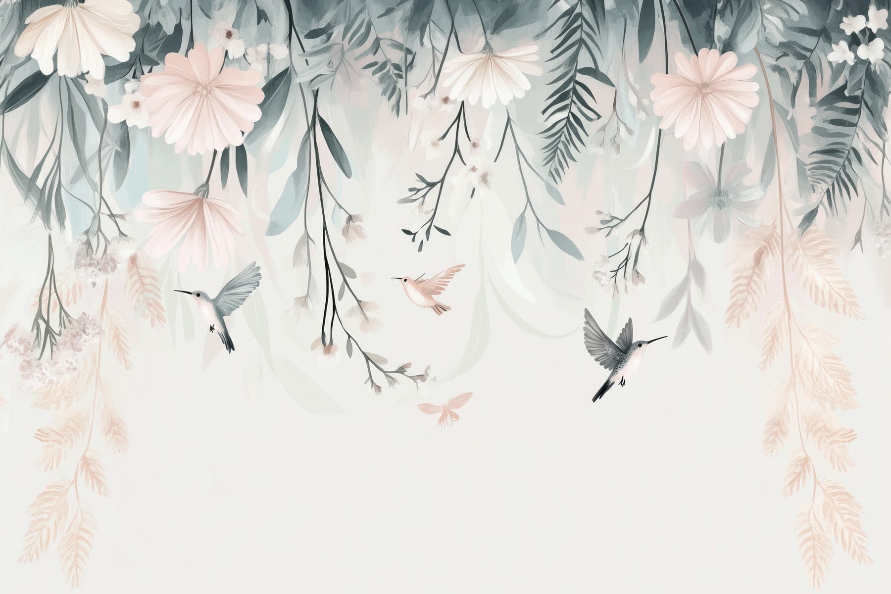 Bird flying over flowers