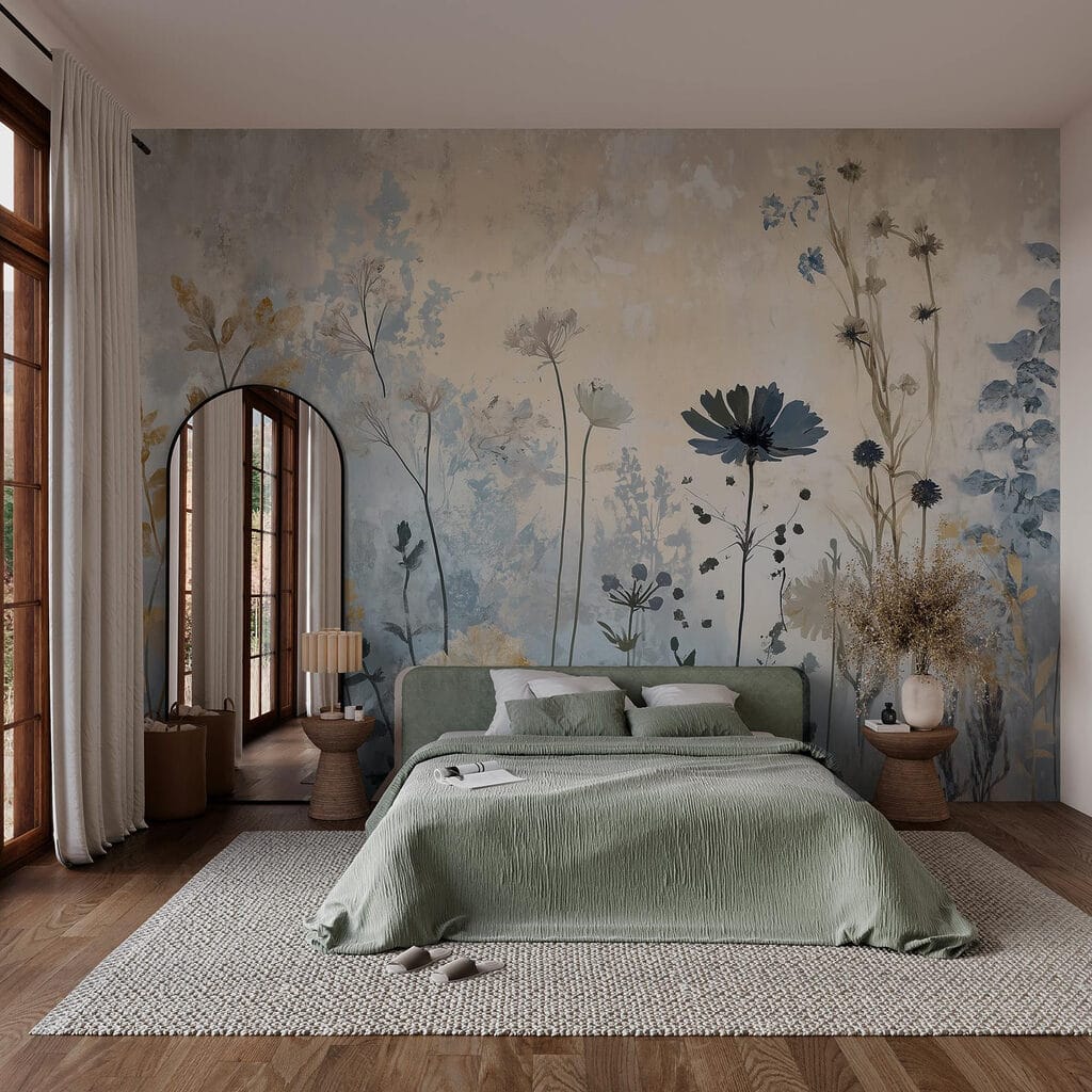 Painting of flowers on a wall